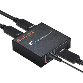 HDMI Splitter 1 in 2 Out - 1x2 HDMI Display Duplicate/Mirror - Powered Splitter 4K @ 60Hz, also Full HD 1080P, One Source to Two Identical Displays