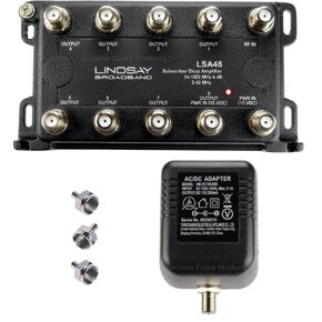 Reliable Cable 8-Port Cable TV Antenna Signal Splitter, Distribution Amplifier with Power Supply and F59 Terminators - Connect up to 8 Devices to 1 Antenna or Cable Line LSA48