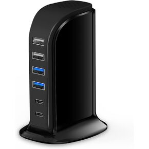 USB C Charger Block Upoy, Chargers for Multiple Devices Dual Type C 45W Total, 6 Ports USB Charging Station for iPhone, Ipad, Iwatch, Desk Accessories & Workspace Organizers