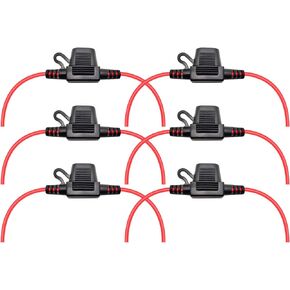 Waterproof Inline Fuse Holder 6 Pack for Mini Fuse, 16 Gauge AWG Wire UL1015, Fit for ATM Blade Fuse, 12 Inches Long