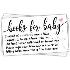 50 Sweet Heart Books for Baby Shower Request Cards - Baby Shower Invitation Inserts
