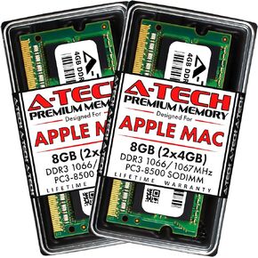A-Tech 8GB (2 x 4GB) PC3-8500 DDR3 1066/1067 MHz RAM for MacBook, MacBook Pro, iMac, Mac Mini (Late 2008, Early/Mid/Late 2009, Mid 2010) | 204-Pin SODIMM Memory Kit