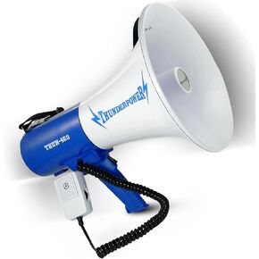 THUN450 1200 Yard Sound Range 35 Watt Portable PA Bullhorn Megaphone Speaker with 3 Megaphone Modes, Loud Blue Hand Held Bull Horn/Mega Phone, Electric Megahorn