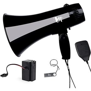 Megaphone Bullhorn - with Built-in Siren 35 Watt&40 Watt Voice Recorder & 400 Meters - Ideal for Football, Soccer, Baseball, Hockey, Basketball, Cheerleading Fans & Coaches
