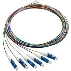 12 Strand Multimode OM3 50/125 LC-UPC Fiber Pigtail, 1.5 Meters LC-OM3 Fiber Optic Pigtail, Includes 12 Fiber Optic Fusion Splice Protective Shrink Sleeves