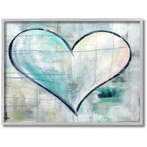 Stupell Industries Graffiti Texture Heart Blue White Painting, Design by Kami Lerner Art, 10 x 15, Wall Plaque