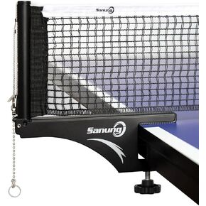 S207 Table Tennis Net and Post Set, Collapsible Ping Pong Mesh Net Clip with high Strength Grip Holder Adjustable Screw Clamp Post Kit for Professional Training Competition Game Playing