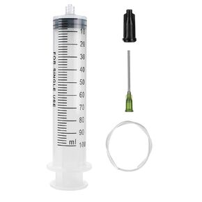300ml 350ml Syringe with 27.6" Tube and Needle 14G 1.5", Large Plastic Syringe Individually Packaged for Glue Dispensing, Labs, Watering, Refilling