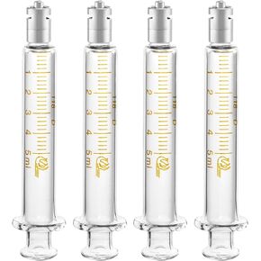 حقنة زجاجية قابلة لإعادة الاستخدام من QWORK Luer Lock بدون إبرة، 4 عبوات 5 مل حقنة قياس دقيقة للمختبرات in Kuwait