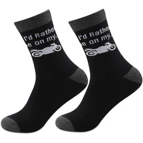 MBMSO Motorcycle Socks 2 Pairs I'd Rather be on My Motorbike Socks Funny Motorcycle Gifts for Motorcycle Riders Biker