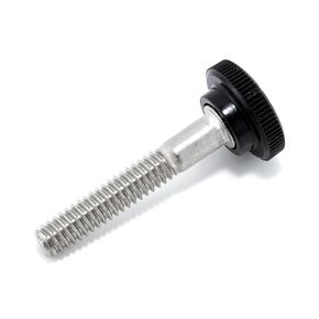 1/4"-20 x 1-1/2" Thumb Screw Stainless Steel - Black Knurled Round Plastic Knob - Standard/Coarse Thread Thumbscrew - Length: 1.500" - Proudly Built in USA - Package of (4)
