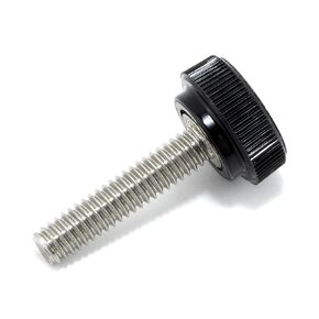 #8-32 x 3/4" Thumb Screw Stainless Steel - Black Knurled Round Plastic Knob - Standard/Coarse Thread Thumbscrew - Length: 0.750" - Proudly Built in USA - Package of (4)