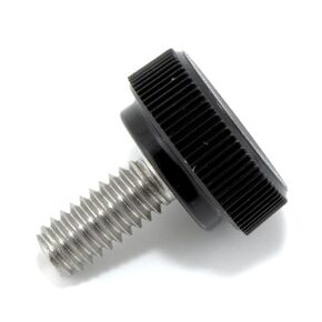 #8-32 x 3/8" Thumb Screw Stainless Steel - Black Knurled Round Plastic Knob - Standard/Coarse Thread Thumbscrew - Length: 0.375" - Proudly Built in USA - Package of (4)