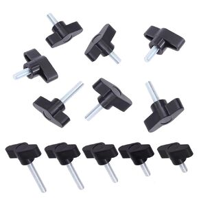 Keadic 35 Pcs M6 5 Sizes Clamping Screw Knob Thumb Screws Assortment Set Carbon Steel 36# Threaded Knurled Thumbscrew Screw on Tee Wing Plastic Knob-M6 x [13-50] mm