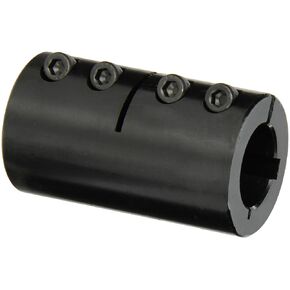 ISCC-100-100-KW Black Oxide Plated Mild Steel Clamping Coupling, 1" x 1" Bore, 1-3/4" Outside Diameter, 3" Length, 1/4"-28 x 5/8" Clamp Screw