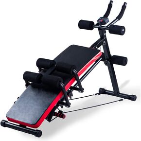 Ab Workout Machine,Core Abs Exercise Equipment for Home Gym,Adjustable Sit Up Bench Strength Training Abdominal Cruncher,Foldable Core Workout Machine with Resistance Bands&LCD Display