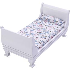 Dollhouse Furniture Accessories Mini Wooden Bedroom Furniture Wood Miniature Bed Pillow for Dollhouse Decoration