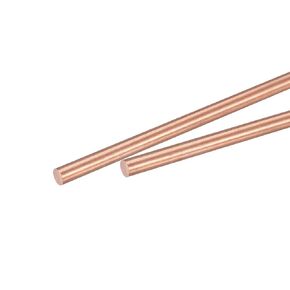 MECCANIXITY 4mm Diameter 300mm Length Solid Copper Round Rod Lathe Bar Stock for DIY Craft CNC Cutting Pack of 2