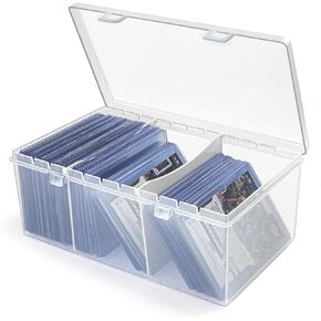Vowcarol Plastic Toploader Storage Box with Dividers, Sports Cards Storage Box, Toploader Case fit 3" x 4" Toploader- 1 Pack