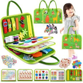 MagicMingle® Busy Board for Toddlers 2-4 Years Old, Baby Montessori Toy Busy Book for Toddlers 1 2 3 4 Years Old Boys & Girls Gift, Educational Travel Toy Teaching Basic Motor Skills