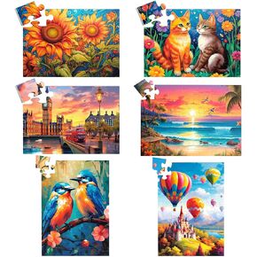 6 Packs 16&35 Piece Large Jigsaw Puzzles for Elderly Puzzle Dementia Alzheimer's Products Activities, Alzheimer's Puzzles Cognitive Gift for Patients in Nursing Home Seniors Adults, 6 Storage Bags