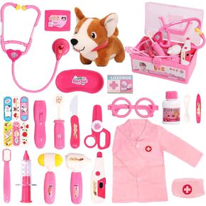 Doctor Kit for Toddlers 3-5 Dress Up Toys for 2 3 4 Year Old Girls Pretend Kids Doctor Play Set with Doctor Costume Toy Stethoscope for 2 3 4 5 6 Year Old Girls Boys Birthday Gifts