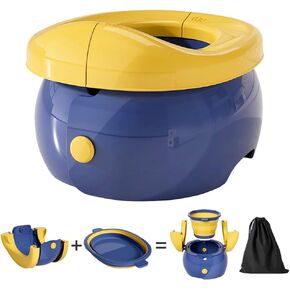 Potty Training Toilet Seat for Toddlers Potty Chair with Splash Guard Portable Baby Toilet with Travel Bag 100Pcs Disposable Drawstring Potty Bags for 0-3 Years Boys Girls