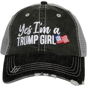 KATYDID Yes, I am a Trump Girl Baseball Hat - Trucker Hat for Women - Stylish Cute Baseball Cap Gray