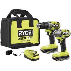 ONE+ HP 18V Brushless Cordless Combo Kit w/ 1/2 in. Drill, 1/4 in. Impact Driver (2) 2.0 Ah Batteries, Charger and Bag