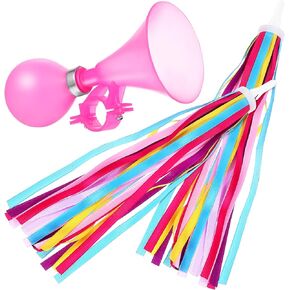 BESPORTBLE Bike Horn with Streamers- 2 Pack Colorful Tassel Streamers and 1Pack Bike Handlebar Bells for Boys Girls Bicycle Accessories