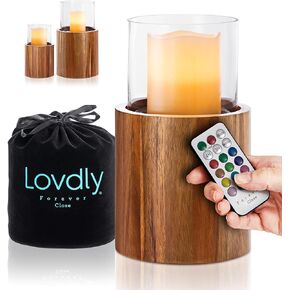 Cremation Urn for Human Ashes | Keepsake Urns for Adult Ashes | Decorative Urn Made from Premium Wooden Base with Glass Top & Flameless LED… (Wood, Large Acacia)