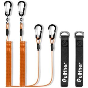 2 Pcs Fishing Lanyard,Fishing Rod Straps,Kayak Paddle Leash,Paddle Board Fishing Accessories,Heavy Duty Retractable Coiled Lanyard for Fishing,Rods,Boating,Kayak.