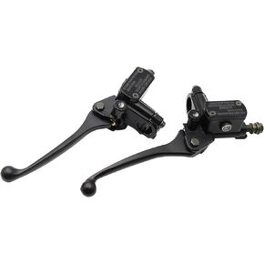 PRO BAT 8mm Mirrors Hole Master Cylinder Brake Lever with 7/8" 22mm Handle Bar for GY6 50cc 110cc 125cc 150cc 200cc 250cc Scooter Moped, Black, 1 Pair