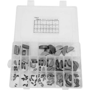 ViaGasaFamido 135pcs Woodruff Keys Assortment kit Different Size Half-Round Key Combinations Flywheel Leather Belt Wheel Crank Key Assortment Kit for Car Repair Fasteners Mechanical Industry