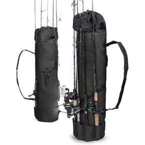 Besti Fishing Rod Organizer Bag (Portable) Shoulder Carry Home and Travel Storage | Professional Reel, Tackle, and Equipment Organization | Heavy-Duty, Water-Resistant (Black)