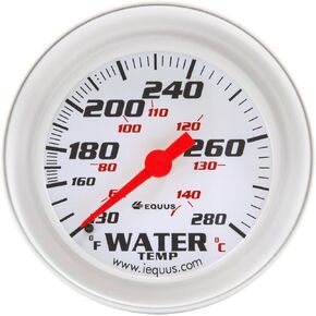 Equus 8442 2-5/8" Mechanical Water Temperature Gauge, White with Aluminum Bezel