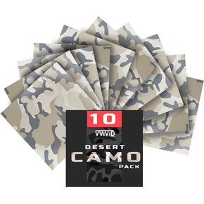 VViViD Camouflage Self-Adhesive Craft Vinyl 12 Inches x 12 Inches Sheet 10-Pack Bundle (Digital Camouflage)