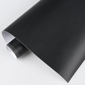 Black Matte Carbon Fiber Car Vinyl Wrap Roll Bubble Free Air Release DIY Wrap Film for Motor Interior (1FT*10FT)