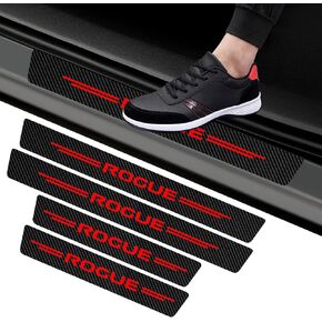Car Door Sill Protector for Altima, Door Entry Guard, Reflective Carbon Fibre Leather Vinyl Car Threshold Stickers Decoration Scuff Plate Sticker Car Door Edge Guards Accessories (Red)