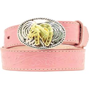 حزام بإبزيم على شكل رأس حصان على شكل حدوة حصان للفتيات من Nocona، وردي، 28 in Kuwait