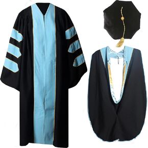 Deluxe Graduation Doctoral Gown,Hood and 8-Side Tam Package