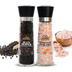 Himalayan Chef Himalayan Pink Salt & Black Pepper Grinder-Set of 2