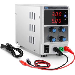 DC Power Supply Variable, 30V 5A Adjustable Lab Power Supply 3-Digital Display, for Circuit Test,Electrolysis Project,DIY Electronics Testing, Battery Charging,Repairing& Researching,SKY TOPPOWER