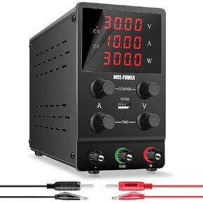 NICE-POWER DC مزود الطاقة المتغير: 30V 10A تبديل قابل للتعديل منظم عالي الدقة 4 أرقام شاشة LED 5V / 2A منفذ USB اختبار الرصاص إخراج وإدخال سلك الطاقة مقاعد البدلاء مختبر إمدادات الطاقة
