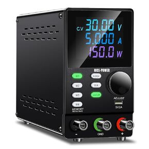 NICE-POWER DC Power Supply Variable, 300V 1A High Voltage Programmable Adjustable Regulated Lab Bench Power Supply with PC Software, Encoder Knob, Memory Storage, Output Switch, Lock Button