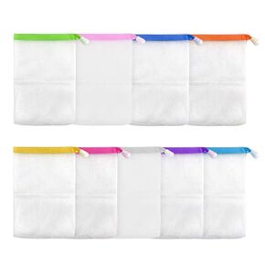 10 PCS Foaming Mesh Bags, Portable Soap Saver Bags Hangable Net Soap Pouches, Nylon Drawstring Bags Shower Foaming Mesh Face Cleansing Tool Cleansers