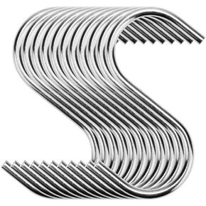 20 PCS S Hooks, Stainless Steel S Hooks for Hanging Kitchenware, Professional S Shaped Hooks for Hanging Pots, Pans, Cups, Plants, Bags, Jeans, Towels ETC 2.8 in