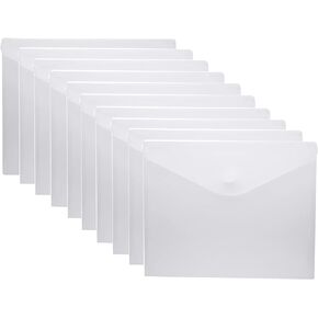 8.5 x 11 Clear Letter Sized Plastic Envelopes Document File Storage Holder 10 Pack Hook Loop Closure (10 Pack)