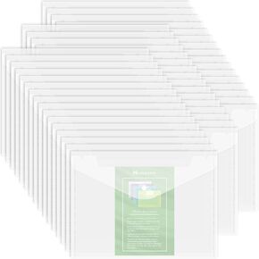 NACHLYNN 48pcs Plastic Envelopes Poly Envelopes with Snap Closure A4 Size Clear Document File Folders Organizers Assorted Color Envelope for School Office Supplies