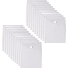 8.5 x 11 Vertical Clear Letter Sized Plastic Envelopes Document File Storage Holder 20 Pack Hook Loop Closure
